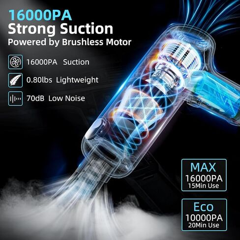 Handheld Vacuum Cordless Rechargeable 19000PA Car Vacuum Cleaner, Low Noise Portable Vacuum for Car, with Cleaning Gel for Car Detailing Keyboard Cleaner Home Cleaning in Saudi Arabia