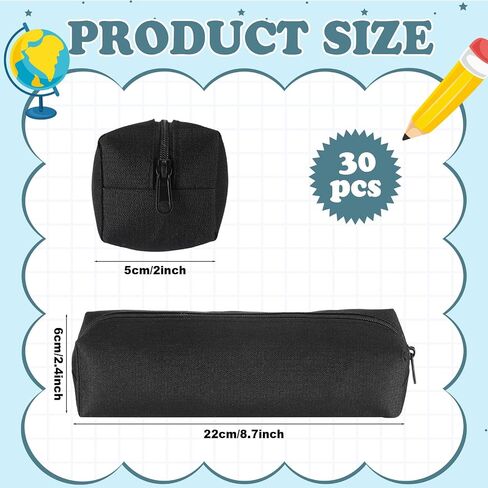 30 Pcs Small Black Pencil Case Portable Pencil Pouch Student Marker Pen Bag Office Stationery Organizer Capacity Pen Case Back to School Supplies in Saudi Arabia