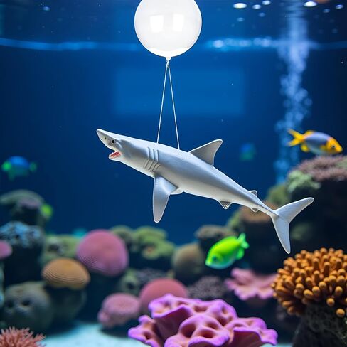 1 Pc Floating Shark Ornament - Adjustable Aquarium Shark Animal Decor | Aquarium Floating Shark Thematic Ornaments Suitable for Aquarium All Kinds of Fish Tank and Home, Shark Pool Décor Ornaments in Saudi Arabia
