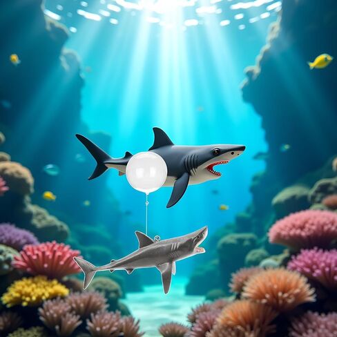 1 Pc Floating Shark Ornament - Adjustable Aquarium Shark Animal Decor | Aquarium Floating Shark Thematic Ornaments Suitable for Aquarium All Kinds of Fish Tank and Home, Shark Pool Décor Ornaments in Saudi Arabia