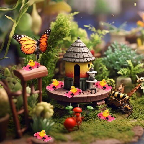 30PCS RACING RESIN RESIN DUCH ، Tiny Small Drag Racing Resing Ducks Dollhouse Miniature Little Little for Car تحت عنوان DIC DIY Micro Garden Landscape Bonsai (Blue) in Saudi Arabia