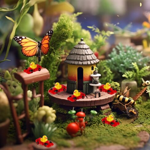 30PCS RACING RESIN RESIN DUCH ، Tiny Small Drag Racing Resing Ducks Dollhouse Miniature Little Little for Car تحت عنوان DIC DIY Micro Garden Landscape Bonsai (Blue) in Kuwait