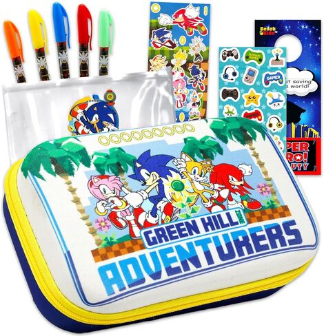 Sonic the Hedgehog Pencil Holder Set - حزمة مع حاوية قلم رصاص وأقلام هلام وملصقات وأكثر | Sonic School & Office Supplies للأطفال والفتيان والبنات in Saudi Arabia