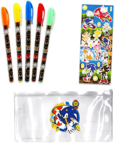 Sonic the Hedgehog Pencil Holder Set - حزمة مع حاوية قلم رصاص وأقلام هلام وملصقات وأكثر | Sonic School & Office Supplies للأطفال والفتيان والبنات in Saudi Arabia