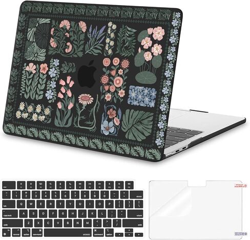 MOSISO Compatible with MacBook Air 13 inch Case 2025 2024 2023 2022 M4 A3240 M3 A3113 M2 A2681, Mixed Floral Plastic Hard Shell&Keyboard Cover&Screen Protector for MacBook Air 13.6 inch Case, Black in Saudi Arabia