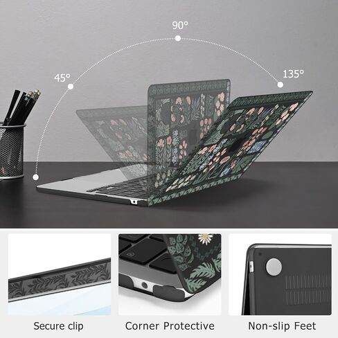 MOSISO Compatible with MacBook Air 13 inch Case 2025 2024 2023 2022 M4 A3240 M3 A3113 M2 A2681, Mixed Floral Plastic Hard Shell&Keyboard Cover&Screen Protector for MacBook Air 13.6 inch Case, Black in Saudi Arabia
