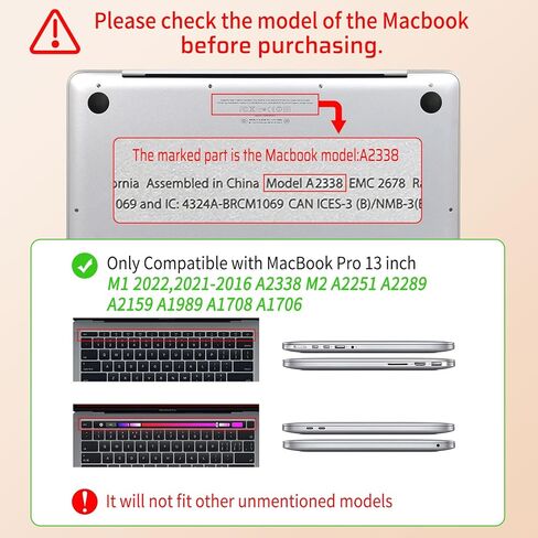 Seorsok متوافق مع Macbook Pro 13 بوصة الحالة M2 2023،202221-2016 A2338 M1 A2251 A2159 A1989 A1708 A1706 ، شريط الصلبة الصلبة البلاستيكية Clotfor in Saudi Arabia