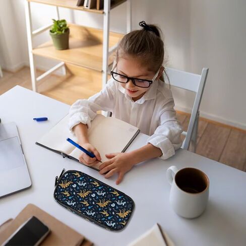 قضية قلم رصاص ديناصور ملونة لفتاة بوي الطالب ، حقيبة قلم كبيرة سعة مع سستة للمدرسة ، منظم لمكتب المكتب المنزلي لمكياج مستحضرات التجميل اللوازم المدرسية in Kuwait