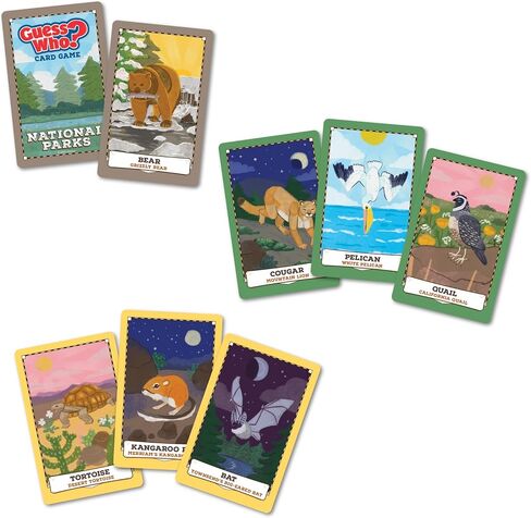 GUESS WHO? Card Game: National Parks Edition, Featuring Iconic Wildlife - Cougar, Pelican, Bat, Quail & More, Classic Deduction Gameplay with Educational Twist, Officially Licensed Merchandise in Saudi Arabia