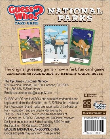 GUESS WHO? Card Game: National Parks Edition, Featuring Iconic Wildlife - Cougar, Pelican, Bat, Quail & More, Classic Deduction Gameplay with Educational Twist, Officially Licensed Merchandise in Saudi Arabia