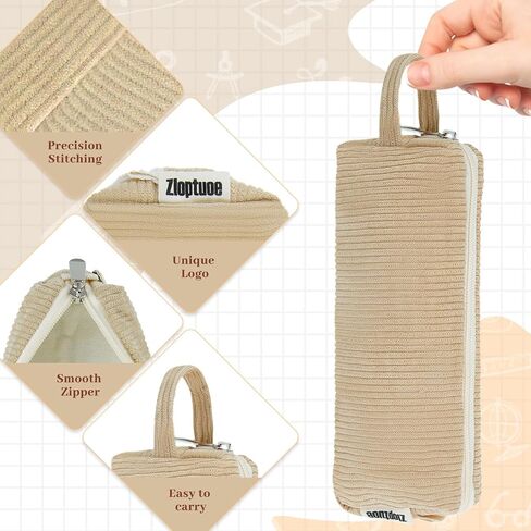 Pencil Case Pen Pouch, Soft Corduroy Small Pencil Bag, Cute School Supplies Pen Bag Organizer Stationery for Teen Girl Boy Men Women White in Saudi Arabia