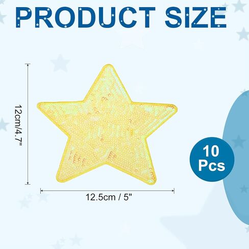 MECCANIXITY 10 Pcs Sequin Star Iron on Patches, 2.6 x 2.4 Inch Embroidery Sequin Patches for Clothing Repair Backpack Shoes Decoration, Deep Blue in Saudi Arabia