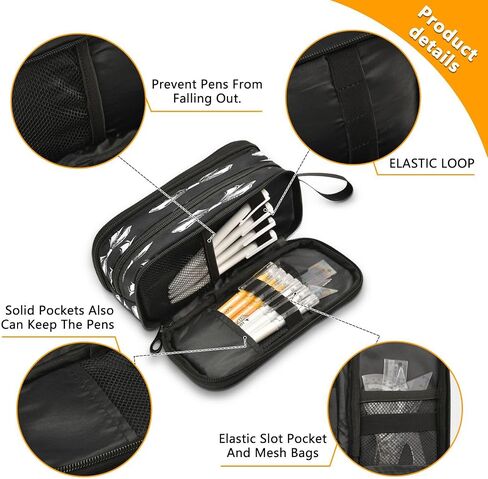Caikeny Pencil Case Black White Bow Pen Bag Large Capacity Pencil Box Pen Pouch with Zipper Cosmetic Organizer for Kids Teens Adults in Saudi Arabia