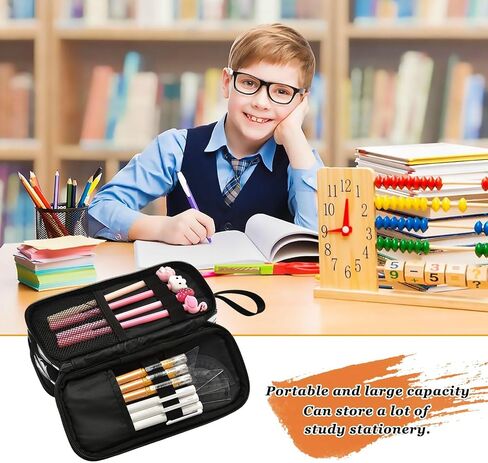 Caikeny Pencil Case Black White Bow Pen Bag Large Capacity Pencil Box Pen Pouch with Zipper Cosmetic Organizer for Kids Teens Adults in Saudi Arabia