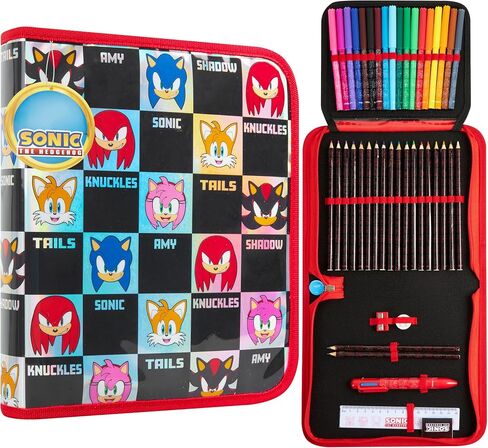 Sonic the Hedgehog Pencil Case مع أقلام رصاص ملونة للأطفال in Saudi Arabia
