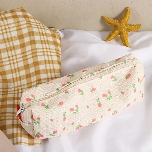 Pink Floral Style Pencil Bag, Pen, Pencil and Marker Cases, Organizer, Cosmetic Makeup Storage Bag in Saudi Arabia