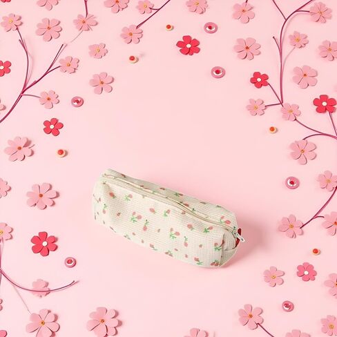 Pink Floral Style Pencil Bag, Pen, Pencil and Marker Cases, Organizer, Cosmetic Makeup Storage Bag in Saudi Arabia