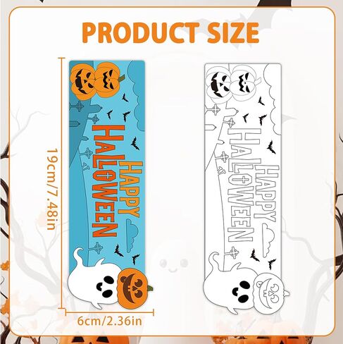 100 Pcs Halloween Bookmarks to Color, Cute Ghost Coloring Book Mark for Kids, Fall DIY Coloring Crafts, Classroom Activity Make Your Own Bookmark Stationary School Office Supplies(10 Designs) in Saudi Arabia