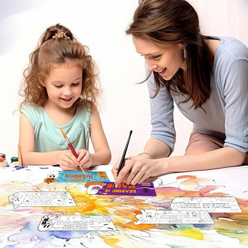 100 Pcs Halloween Bookmarks to Color, Cute Ghost Coloring Book Mark for Kids, Fall DIY Coloring Crafts, Classroom Activity Make Your Own Bookmark Stationary School Office Supplies(10 Designs) in Saudi Arabia