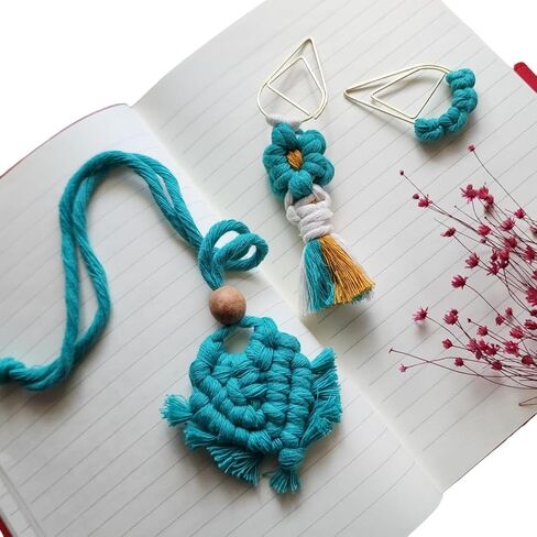 Set of 3 Whimsical Bookmark | Book tabs Classroom Must Haves Crochet Flower Bookmark Paper Clips Bullet Journal Tassels for Bookmarks Cute Things Teacher Must Haves in Saudi Arabia