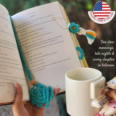 Set of 3 Whimsical Bookmark | Book tabs Classroom Must Haves Crochet Flower Bookmark Paper Clips Bullet Journal Tassels for Bookmarks Cute Things Teacher Must Haves in Saudi Arabia