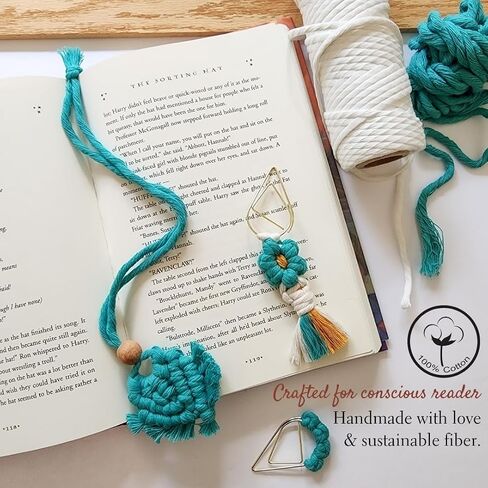 Set of 3 Whimsical Bookmark | Book tabs Classroom Must Haves Crochet Flower Bookmark Paper Clips Bullet Journal Tassels for Bookmarks Cute Things Teacher Must Haves in Saudi Arabia