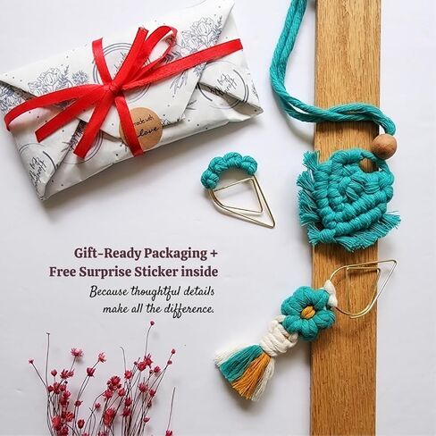 Set of 3 Whimsical Bookmark | Book tabs Classroom Must Haves Crochet Flower Bookmark Paper Clips Bullet Journal Tassels for Bookmarks Cute Things Teacher Must Haves in Saudi Arabia