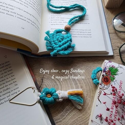 Set of 3 Whimsical Bookmark | Book tabs Classroom Must Haves Crochet Flower Bookmark Paper Clips Bullet Journal Tassels for Bookmarks Cute Things Teacher Must Haves in Saudi Arabia