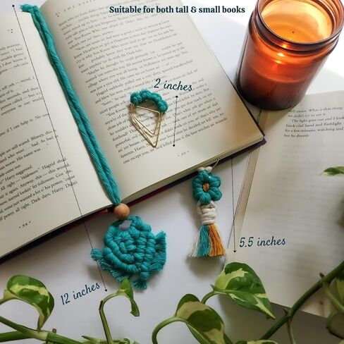 Set of 3 Whimsical Bookmark | Book tabs Classroom Must Haves Crochet Flower Bookmark Paper Clips Bullet Journal Tassels for Bookmarks Cute Things Teacher Must Haves in Saudi Arabia
