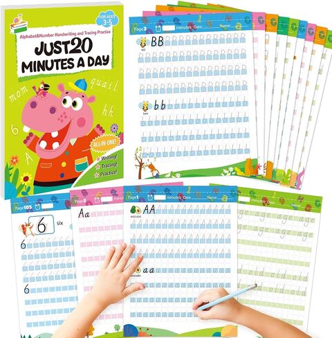 112 Pages Alphabet Tracing Book for PreK Kindergarten Alphabet and Numbers Handwriting & Tracing Workbook 26 Letters Numbers 0-9 Writing Practice Worksheets with Color-Coded Blocks for Home School in Saudi Arabia