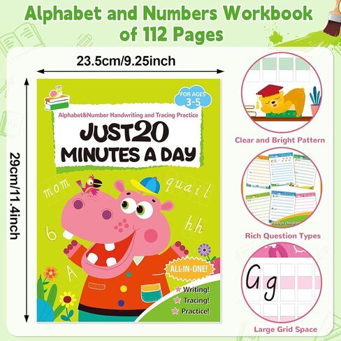 112 Pages Alphabet Tracing Book for PreK Kindergarten Alphabet and Numbers Handwriting & Tracing Workbook 26 Letters Numbers 0-9 Writing Practice Worksheets with Color-Coded Blocks for Home School in Saudi Arabia