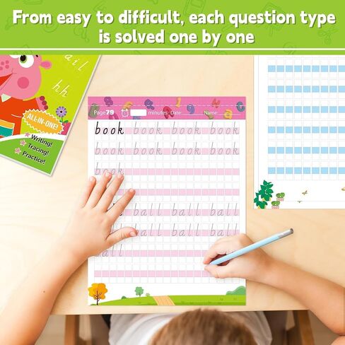 112 Pages Alphabet Tracing Book for PreK Kindergarten Alphabet and Numbers Handwriting & Tracing Workbook 26 Letters Numbers 0-9 Writing Practice Worksheets with Color-Coded Blocks for Home School in Saudi Arabia