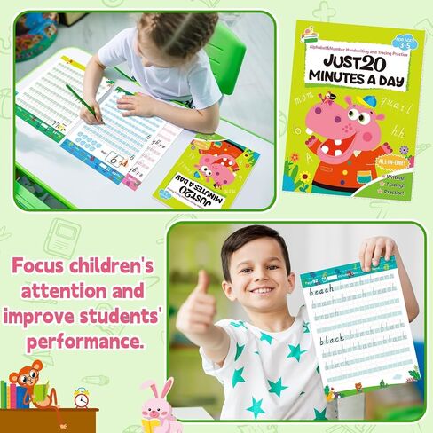 112 Pages Alphabet Tracing Book for PreK Kindergarten Alphabet and Numbers Handwriting & Tracing Workbook 26 Letters Numbers 0-9 Writing Practice Worksheets with Color-Coded Blocks for Home School in Saudi Arabia