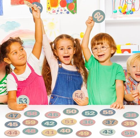 60Pcs Boho Number Cutouts Number 1 to 60 Rainbow Bulletin Board Accent Cutouts Boho Laminated Student Numbers Classroom Circle Numbers Stickers for Toddler Kids Preschool Elementary School Decorations in Saudi Arabia