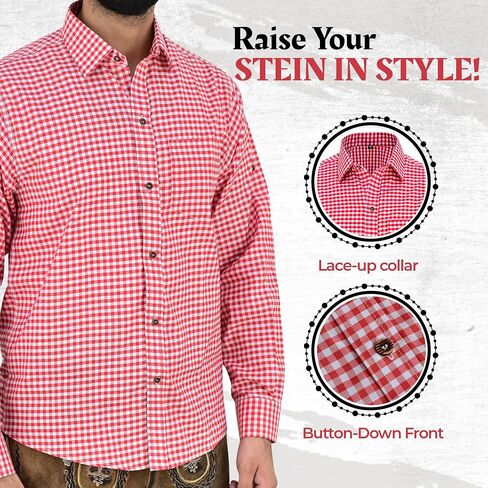 TRENDS Men’s Bavarian Oktoberfest Shirt – Traditional German Lace-Up Collar Pullover – Soft, Breathable Cotton Blend in Kuwait