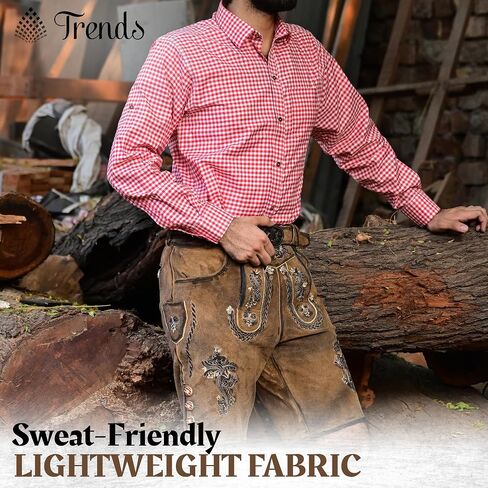 TRENDS Men’s Bavarian Oktoberfest Shirt – Traditional German Lace-Up Collar Pullover – Soft, Breathable Cotton Blend in Kuwait