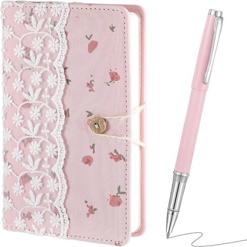 2 PCS Coequette Pink Lace Floral Noteboy Gift Set Book Book with Pen Coquette Stuff Precette Preppy Protable for Girls Women in Kuwait