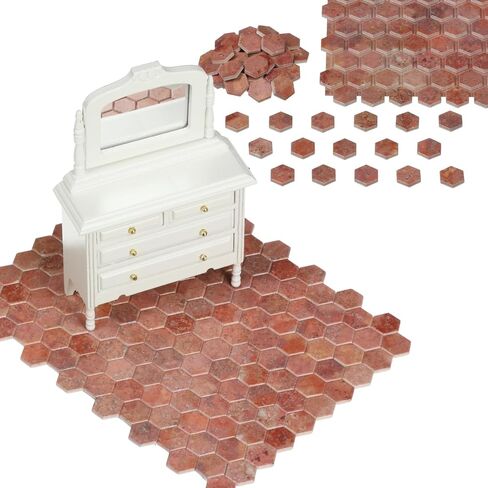 240 PCS ، Dollhouse Flooring ، 1:12 Scale Doll House Shexagonal Philes ، Miniature Floor ، LeMoSio! (التراكوتا) in Kuwait