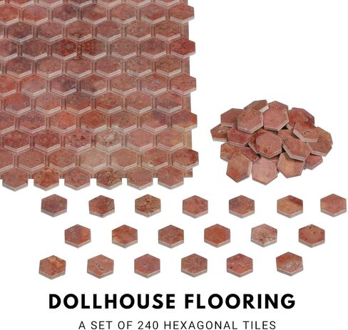 240 PCS ، Dollhouse Flooring ، 1:12 Scale Doll House Shexagonal Philes ، Miniature Floor ، LeMoSio! (التراكوتا) in Kuwait