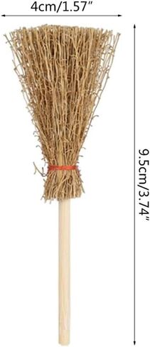 5Pcs Miniature Brooms with Straw Broomsticks - 1:12 Scale Dollhouse Accessories for Halloween Party Decor, Handmade Style Witch Broomstick Cosplay Props and Mini Furniture Display in Saudi Arabia
