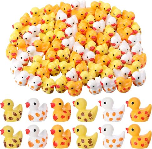 120 PCS Autumn Mini Resin Ducks Tiny Thanksgiving Day Resin Ducks Mini Animal Statue Suitable for Dollhouse DIY Cake Garden Landscape Aquarium Birthday Party Decoration in Saudi Arabia