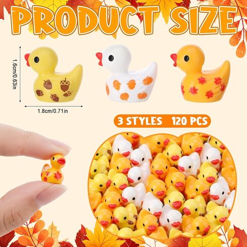 120 PCS Autumn Mini Resin Ducks Tiny Thanksgiving Day Resin Ducks Mini Animal Statue Suitable for Dollhouse DIY Cake Garden Landscape Aquarium Birthday Party Decoration in Saudi Arabia