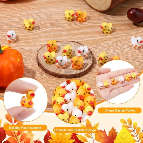 120 PCS Autumn Mini Resin Ducks Tiny Thanksgiving Day Resin Ducks Mini Animal Statue Suitable for Dollhouse DIY Cake Garden Landscape Aquarium Birthday Party Decoration in Saudi Arabia