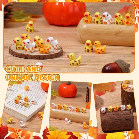 120 PCS Autumn Mini Resin Ducks Tiny Thanksgiving Day Resin Ducks Mini Animal Statue Suitable for Dollhouse DIY Cake Garden Landscape Aquarium Birthday Party Decoration in Saudi Arabia
