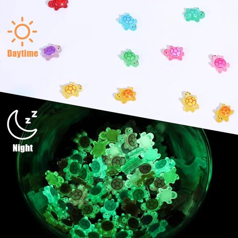 100 Pcs Mini Turtles Resin Tiny Turtles Luminous Dollhouse Miniatures Mini Animals Miniature Garden Figurines Figurines Glow In The Dark Miniatures Resin Cute For Fairy Garden Micro Decoration in Saudi Arabia