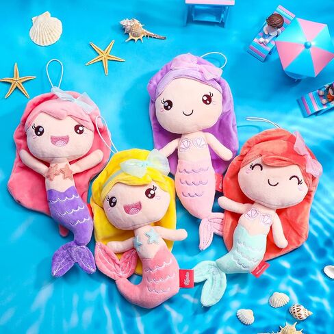 Civaner 4 PCS Mermaid Princess Plush Toys for Girls Mermaid Small Animal Animal Ocean Princess Dolutions Sweet Birthday Decorities (Style Predy) in Saudi Arabia