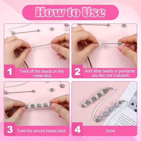 24 Pcs Beadable Bookmarks DIY Metal Blank Bar Bookmark Silver for Beads DIY Bookmarks Craft Jewelry Pendant Charm Gift for Book Lovers Student Teacher Office Supplies, 12 Colors in Saudi Arabia