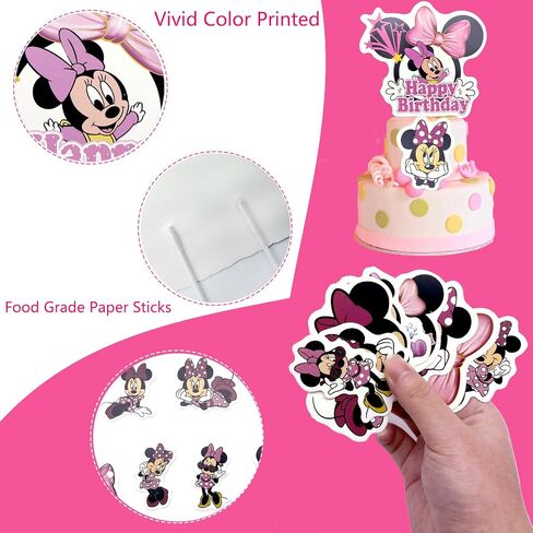 Minnie Cake Decoration, Cupcake Toppers, Pack of 17 Cake Decoration Minnie, Minnie Cake Topper, Mickey Cake Decoration, Minnie Cake Decoration, Cake Decorations, Mouse Cake Decoration for Girls Boys Children in Saudi Arabia