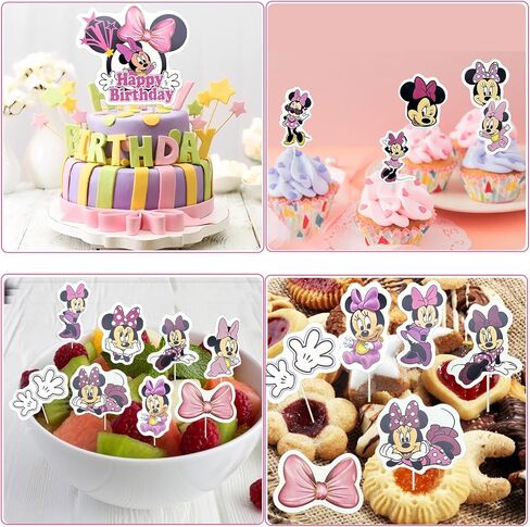 Minnie Cake Decoration, Cupcake Toppers, Pack of 17 Cake Decoration Minnie, Minnie Cake Topper, Mickey Cake Decoration, Minnie Cake Decoration, Cake Decorations, Mouse Cake Decoration for Girls Boys Children in Saudi Arabia