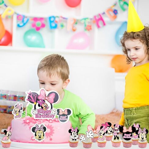 Minnie Cake Decoration, Cupcake Toppers, Pack of 17 Cake Decoration Minnie, Minnie Cake Topper, Mickey Cake Decoration, Minnie Cake Decoration, Cake Decorations, Mouse Cake Decoration for Girls Boys Children in Saudi Arabia